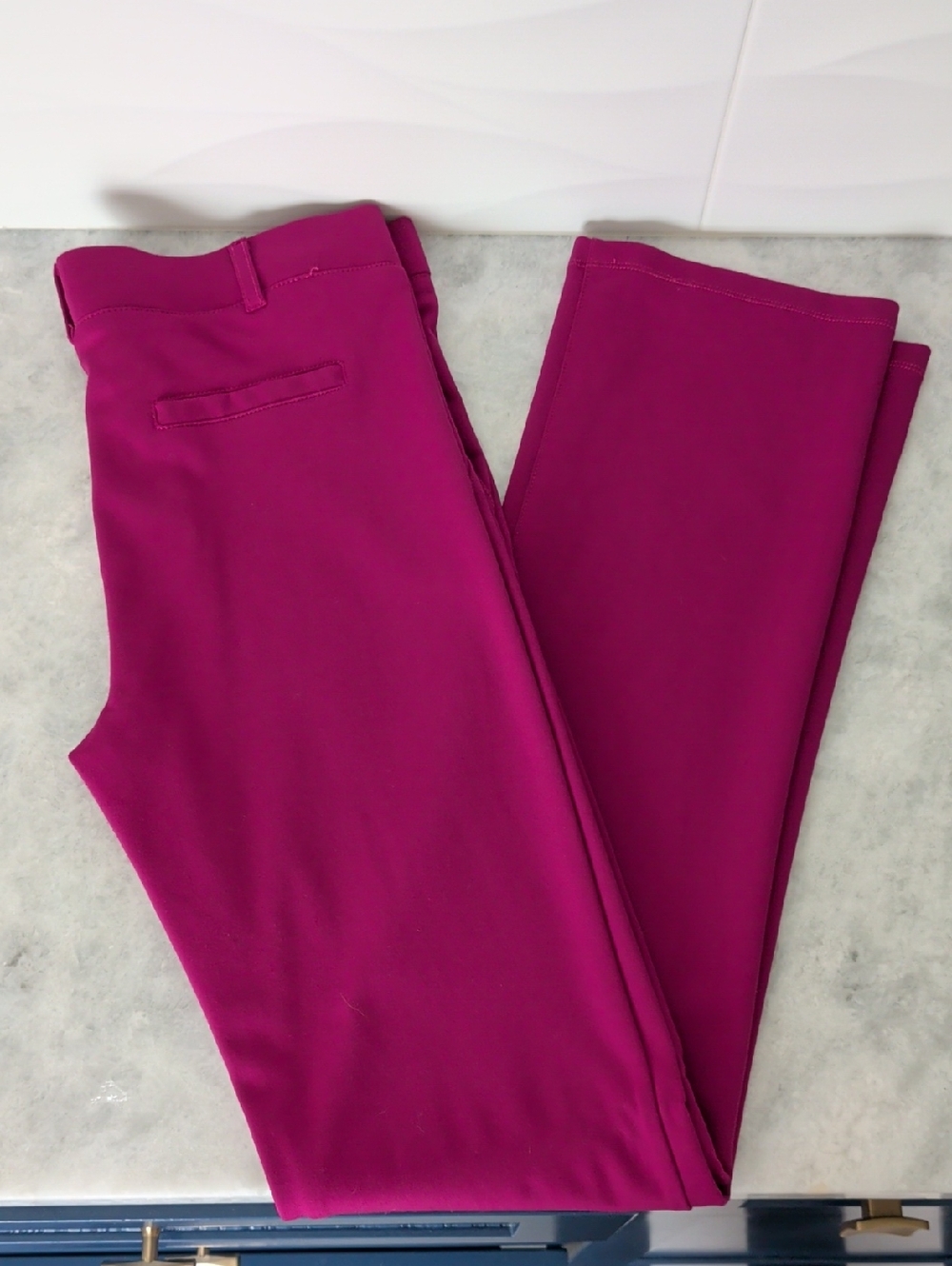 Betabrand Long Length Straight Magenta Yoga Dress Pants